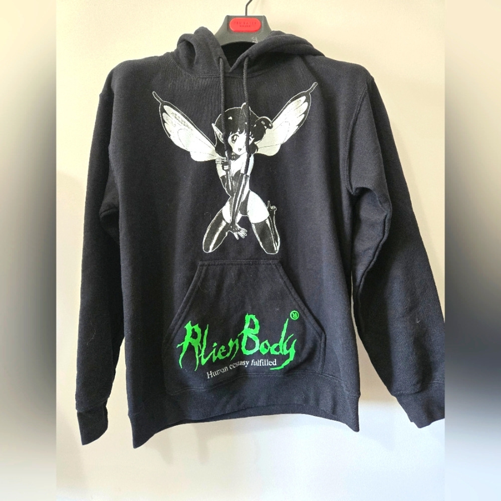 Alien Body Ecstasy Faerie Black Hoodie. Size Small